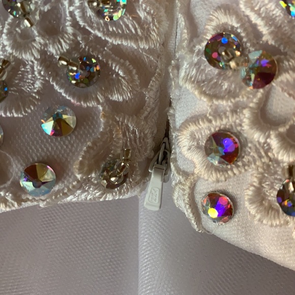 Gorgeous Two Piece w Swarovski Crystals Beading Formal Dress White S M L Skirt - Picture 10 of 15